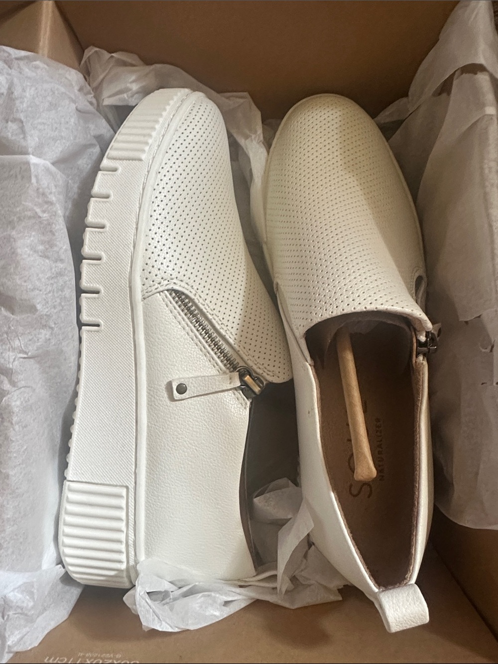 Women's White Slip-On Perforated Casual Sneakers